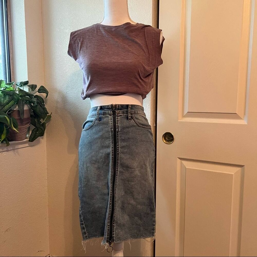 Denim zip front skirt